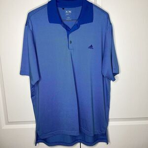 Mens Adidas Golf Climalite‎ striped performance Polo Shirt blue - Large
